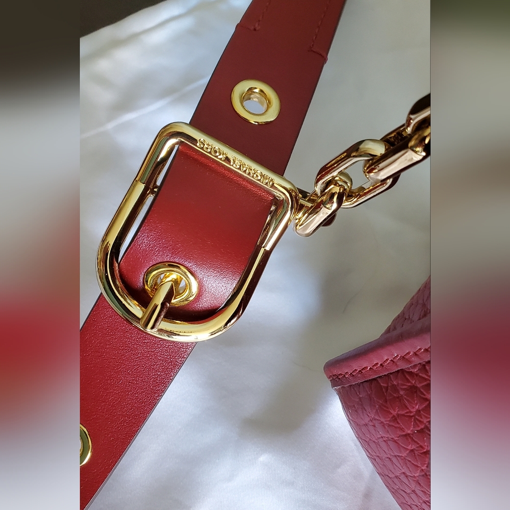 Michael Kors Cooper Large Leather Satchel Messenger Bag in Cherry Red - Picture 15 of 16